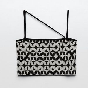 Zara Geometric Jacquard Knit Top